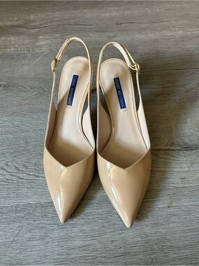 Stuart Weitzman Beige Patent Slingback Pointed Pumps 8.5W
